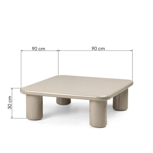 Kavos staliukas Cherry, 90 cm, blizgus, tamsiai smėlio spalvos