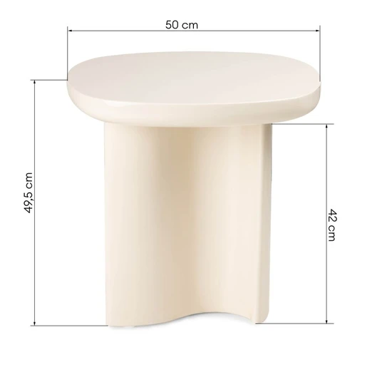 Šoninis staliukas Puro, 50 cm, blizgus, šviesiai smėlio spalvos