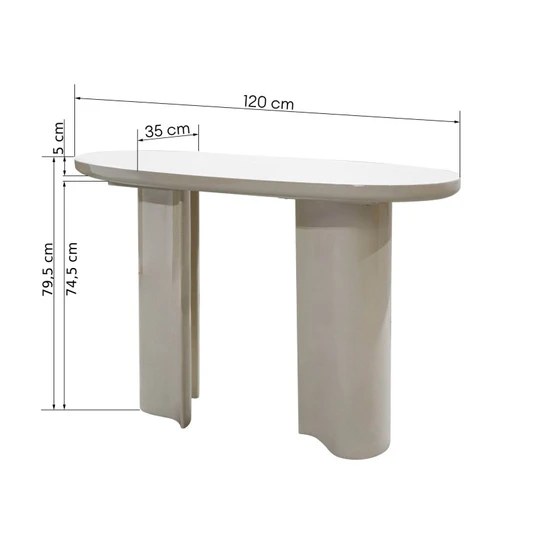 Rašomasis stalas / konsolė Puro, 120 cm, blizgus, šviesiai smėlio spalvos