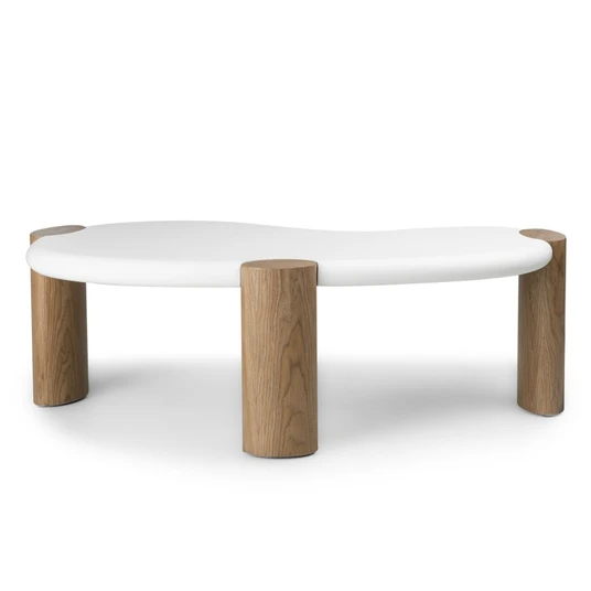 Kavos staliukas Floe, 125 cm, baltos / riešutmedžio spalvos