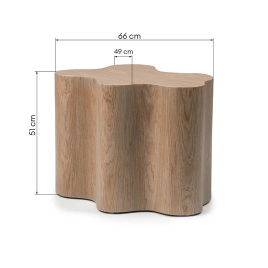 Šoninis staliukas Cosmo, 66 cm, apvalūs kontūrai, riešutmedžio spalvos