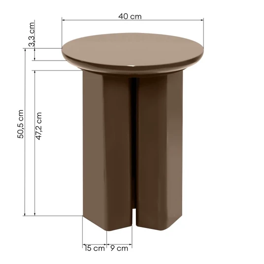 Šoninis staliukas Brie, 40 cm, blizgus, šviesiai rudos / mocha spalvos
