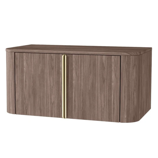 Spintelė po praustuvu Bassa, 80 cm, suapvalinta, auksinės rankenos, Lincoln riešuto spalvos