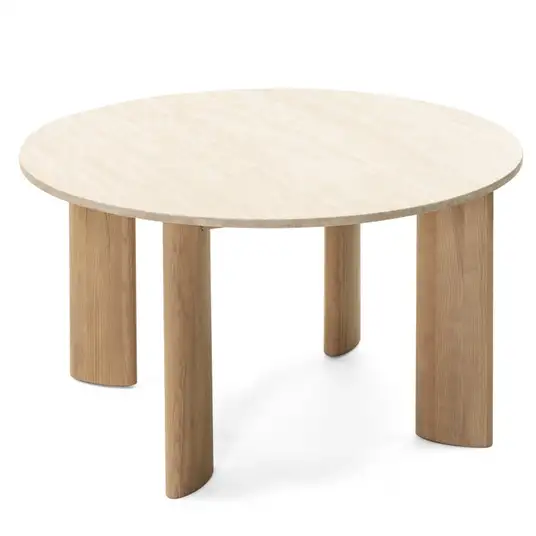 Valgomojo stalas Rimley, apvalus, 130 cm, travertino / uosio