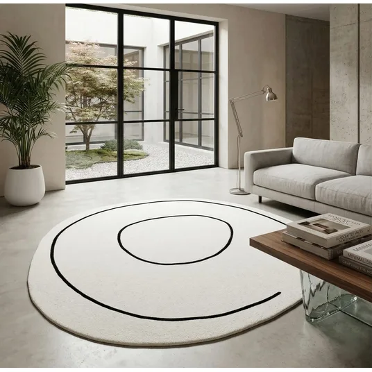 Apvalus kilimas Loop Ivory, 200 cm
