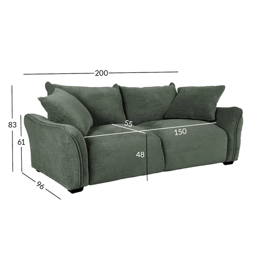 Diivan DIVI 3-kohaline 200x96xH83cm, mündiroheline