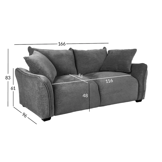 Sofa DIVI, 2 vietų, pilka