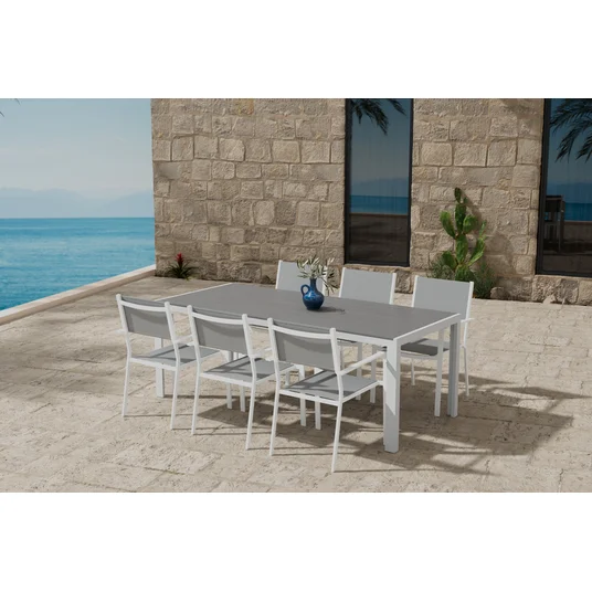 Break Table - Grey with 6 Copacabana Chair - Grey