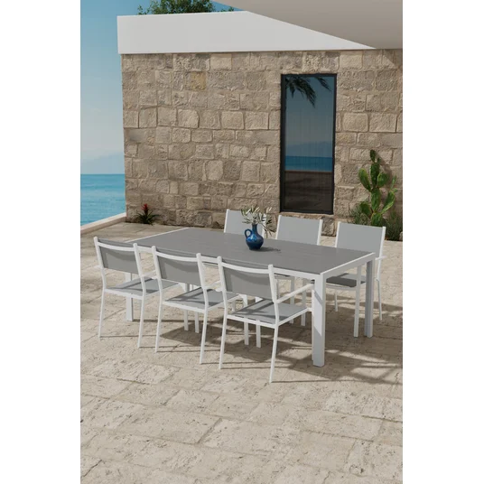 Break Table - Grey with 6 Copacabana Chair - Grey