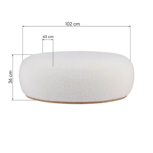 Pufas Stone, apvalūs kontūrai, baltos spalvos