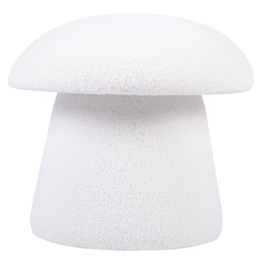 Pufas Cap, bouclé, apvalios formos, baltos spalvos