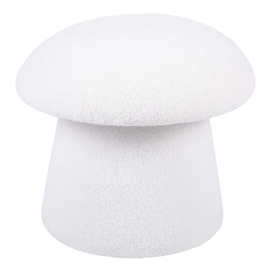 Pufas Cap, bouclé, apvalios formos, baltos spalvos