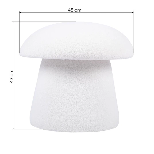 Pufas Cap, bouclé, apvalios formos, baltos spalvos