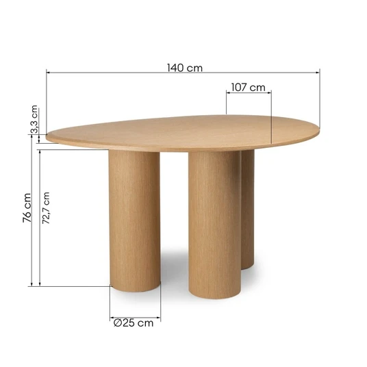 Valgomojo stalas Vesper, 140 cm, natūralaus ąžuolo