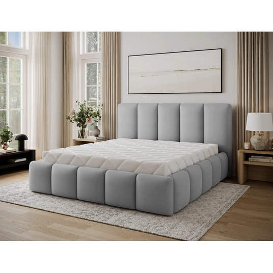 Lova Edvige+ su patalynės dėže, su grotelėmis ir su pakėlimo mechanizmu 160x200, pilka spalva