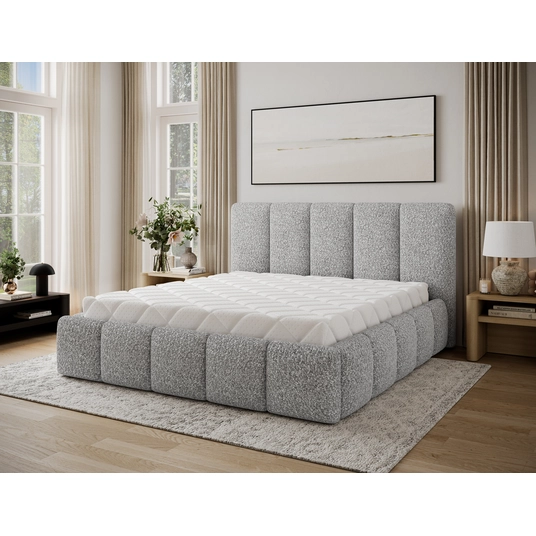 Lova Edvige+ su patalynės dėže, su grotelėmis ir su pakėlimo mechanizmu 140x200, pilka spalva