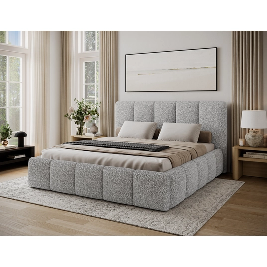 Lova Edvige+ su patalynės dėže, su grotelėmis ir su pakėlimo mechanizmu 180x200, pilka spalva
