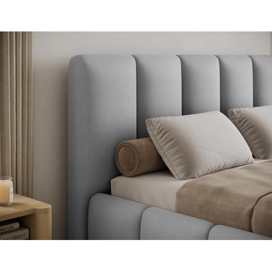 Lova Edvige+ su patalynės dėže, su grotelėmis ir su standartiniu pakėlimo mechanizmu 140x200, pilka spalva