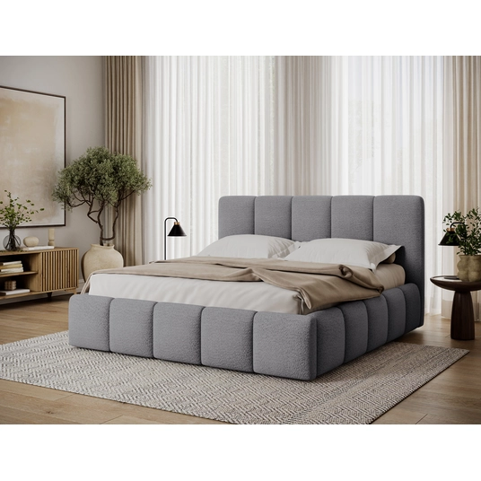 Lova Edvige+ su patalynės dėže, su grotelėmis ir su pakėlimo mechanizmu 160x200, pilka spalva