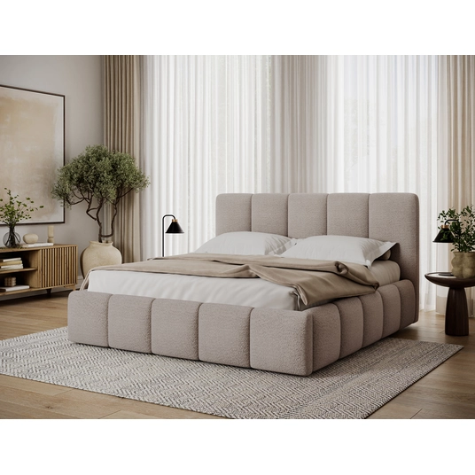 Voodi Edvige+ voodipesukastiga, liistudega ja standardse tõstemehhanismiga 160x200, hall
