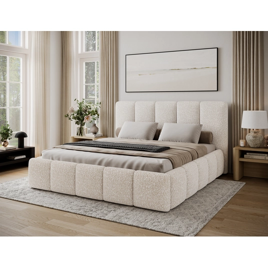 Lova Edvige+ su patalynės dėže, su grotelėmis ir su pakėlimo mechanizmu 140x200, smėlio spalva