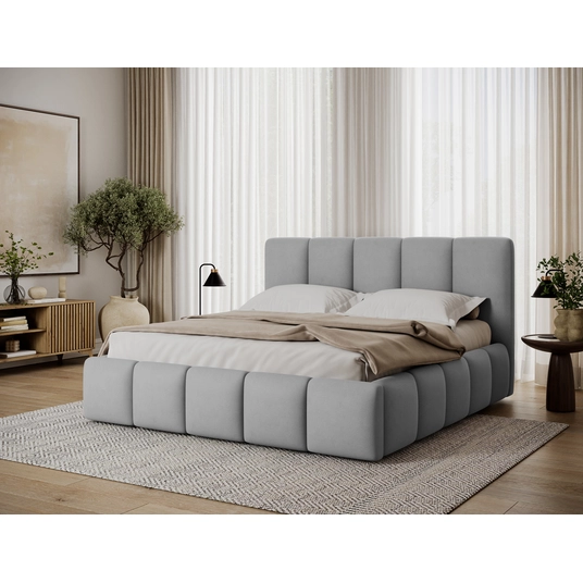 Lova Edvige+ su patalynės dėže, su grotelėmis ir su pakėlimo mechanizmu 140x200, pilka spalva