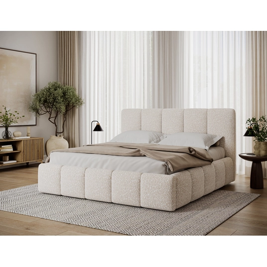 Lova Edvige+ su patalynės dėže, su grotelėmis ir su pakėlimo mechanizmu 180x200, smėlio spalva