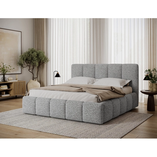 Lova Edvige+ su patalynės dėže, su grotelėmis ir su standartiniu pakėlimo mechanizmu 160x200, pilka spalva