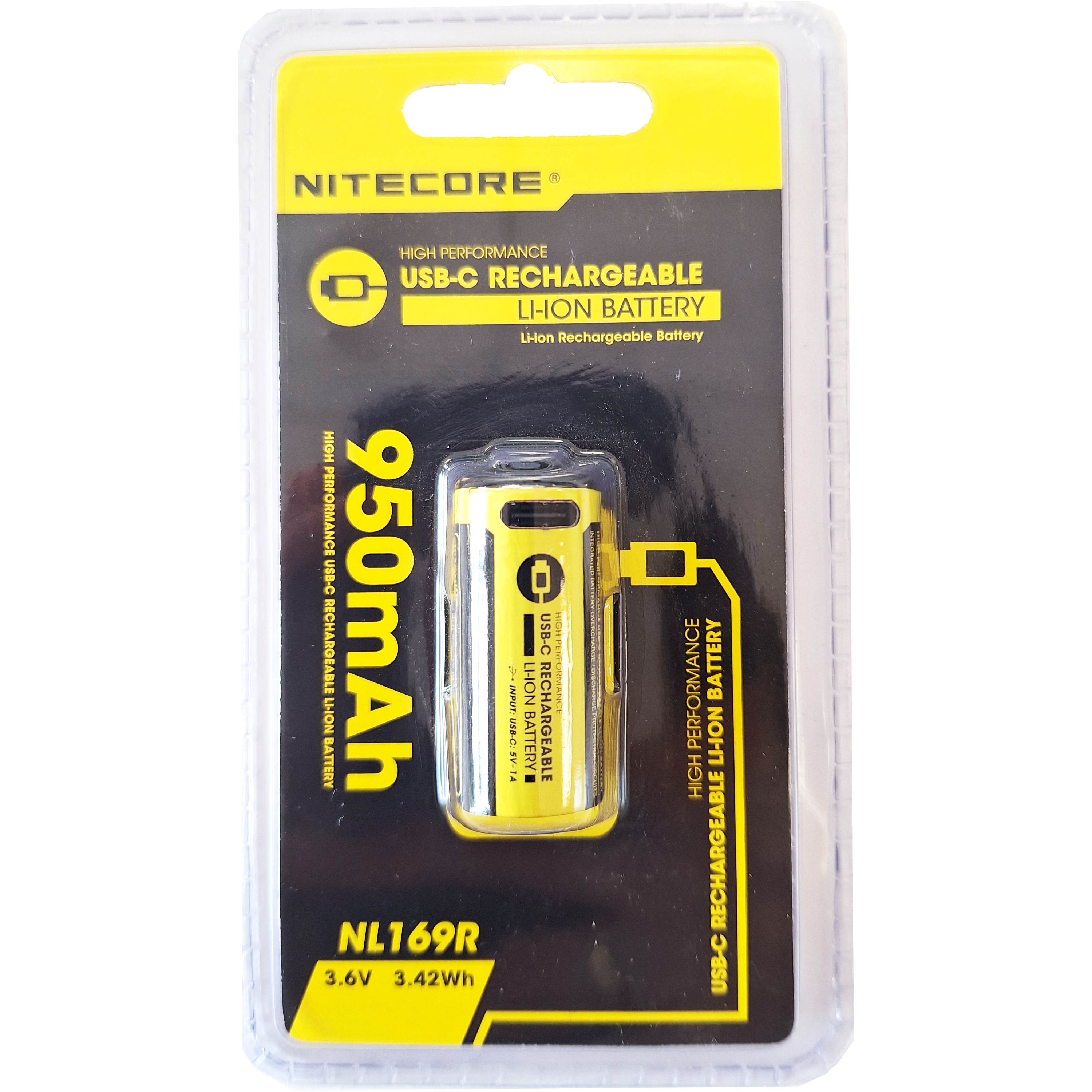 NITECORE 16340 NL169R 950 mAh USB-C