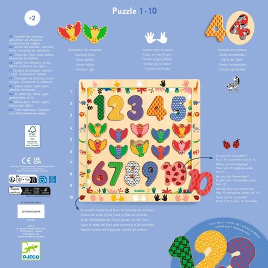 Djeco Medinė dėlionė - Skaičiai 1 - 10 DJ01809