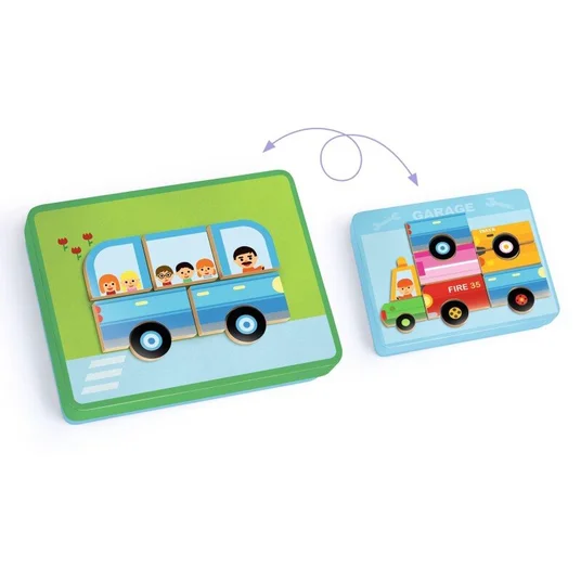 Djeco Mediniai magnetai ir metalinė dėžutė - Transporto priemonės DJ03074