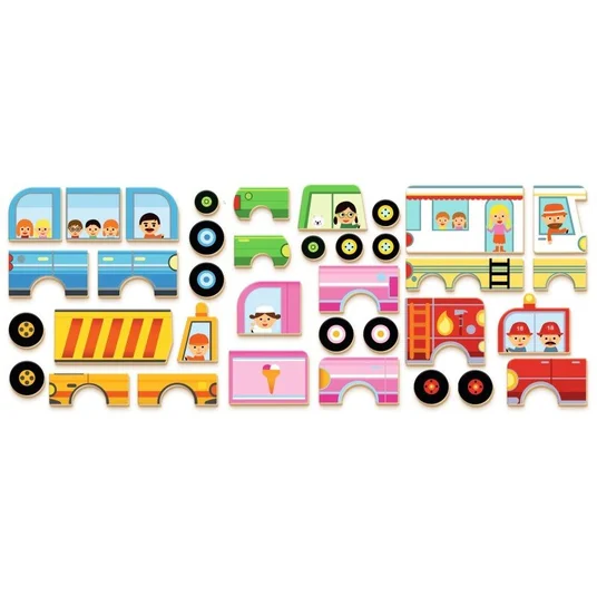 Djeco Mediniai magnetai ir metalinė dėžutė - Transporto priemonės DJ03074