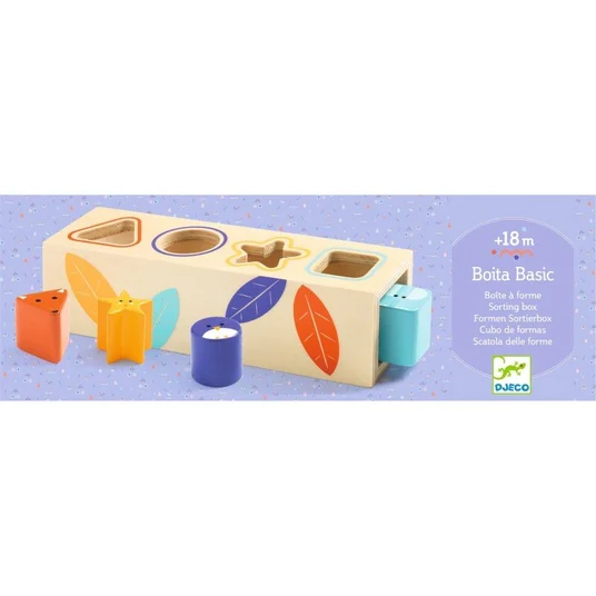 Djeco Medinė figūrėlių rūšiuoklė - 4 geometrinės figūros DJ06202