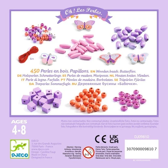 Djeco mediniai karoliukai - Drugeliai DJ09810