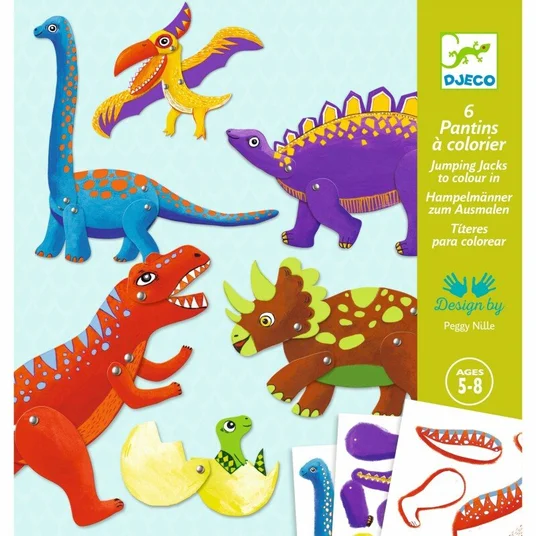 Djeco Kūrybinis rinkinys lėlės-marionetės - Dinozaurai (6 vnt.) DJ09680