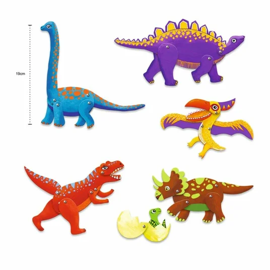 Djeco Kūrybinis rinkinys lėlės-marionetės - Dinozaurai (6 vnt.) DJ09680