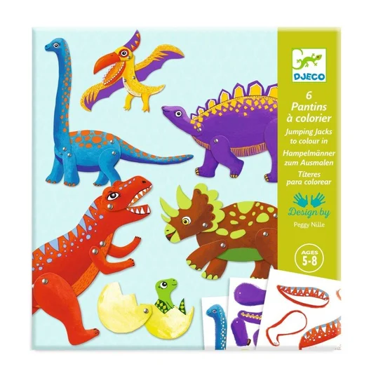 Djeco Kūrybinis rinkinys lėlės-marionetės - Dinozaurai (6 vnt.) DJ09680