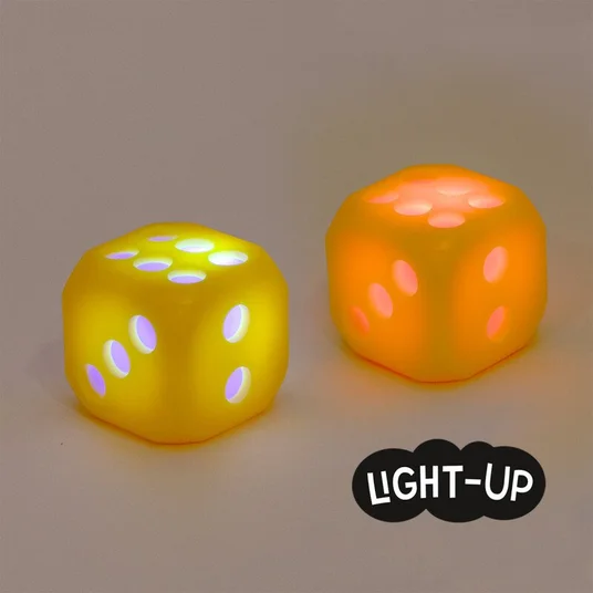 Design&Art - Žaidimų kauliukas su šviesa - 4 cm (1 vnt., 4 dizainai)