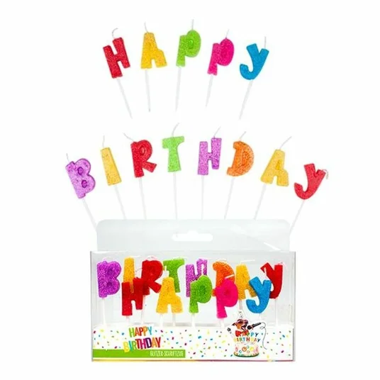 Birthday Fun - Žvakutės su blizgučiais - Happy Birthday!