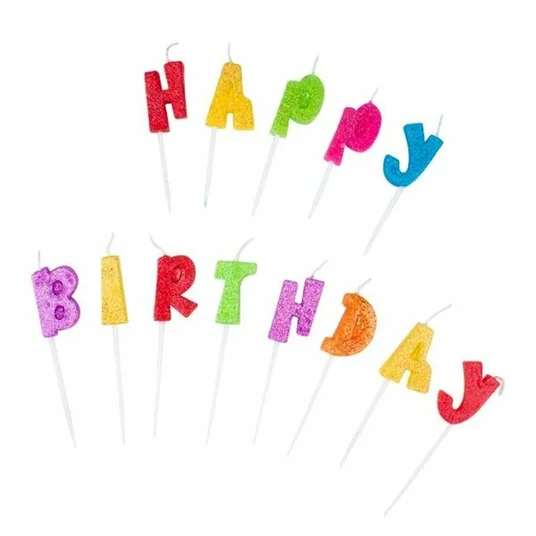 Birthday Fun - Žvakutės su blizgučiais - Happy Birthday!