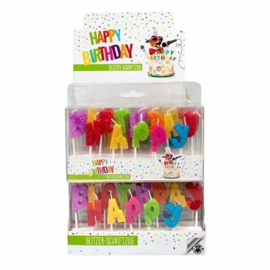 Birthday Fun - Žvakutės su blizgučiais - Happy Birthday!