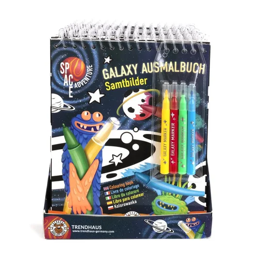 Aksominė spalvinimo knygelė su flomasteriais - Kosminiai nuotykiai