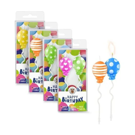 Birthday Fun - Žvakutės - Balionai (2 vnt., 4 dizainai)