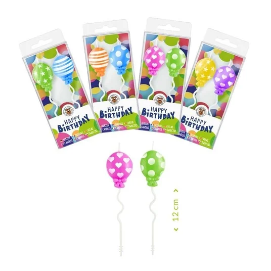 Birthday Fun - Žvakutės - Balionai (2 vnt., 4 dizainai)