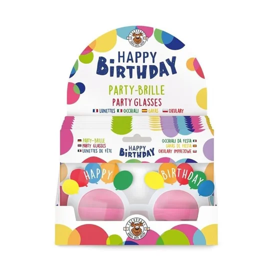 Birthday Fun - Akiniai ‘Happy Birthday’ (1 vnt., 4 dizainai)