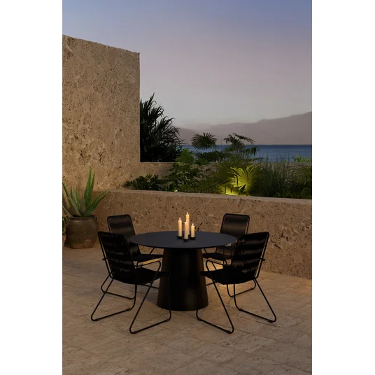 Lanzo Table - Black with 4 Bois Chair - Black