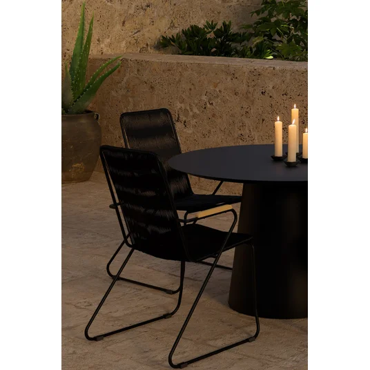 Lanzo Table - Black with 4 Bois Chair - Black