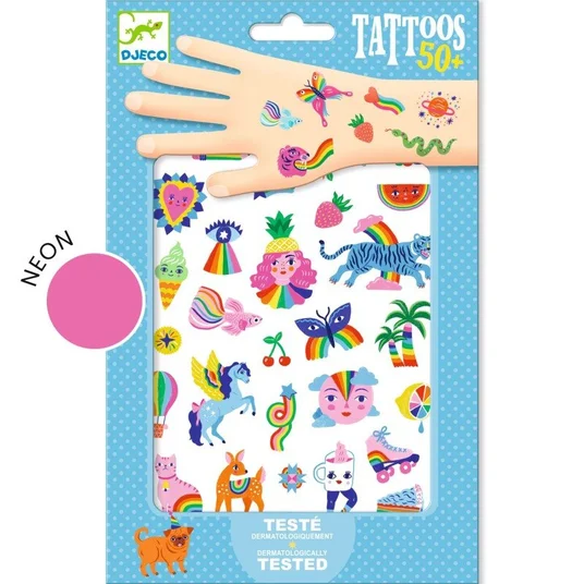 Djeco Tatuiruotės - Vaivorykštė (50+ tatuiruočių) DJ09617