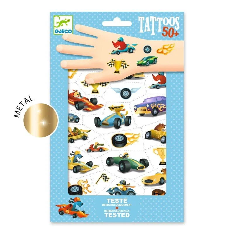 Djeco Tetovējumi - Ātrie automobiļi (50+