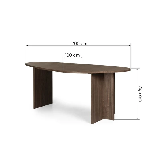Stalas Zeva, 200 cm, Lincoln riešuto spalvos